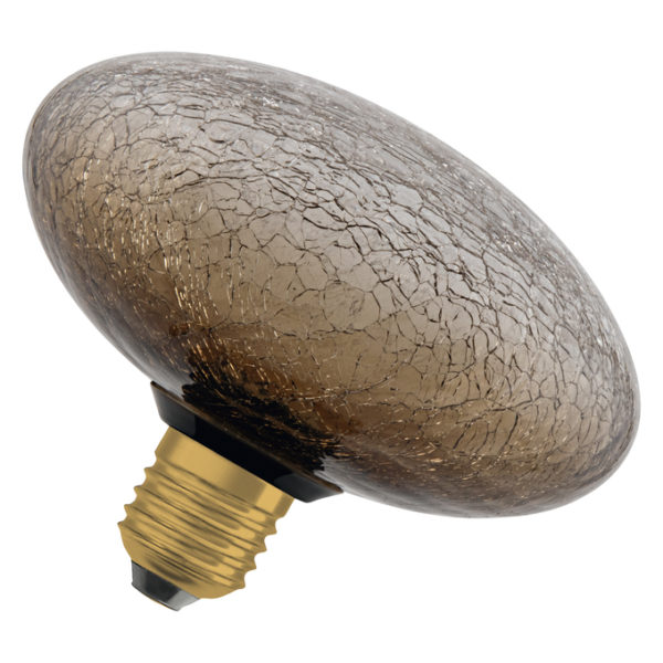 DECOR LED FLAT LAMP 3.5W 827 E27 Non-Dim IN CRACKED GLASS FLATTENED BROWN