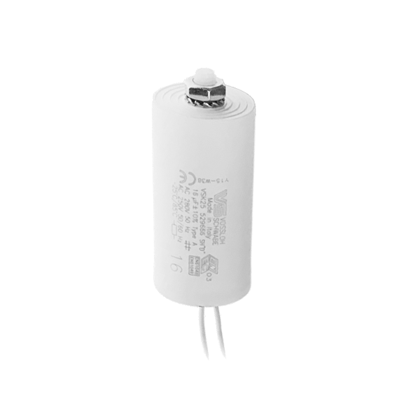 VS 16 мкФ ±10% 250V  d40x63  -25C/+85C  M8x10 (Пласт. корпус/провода 250мм) - Конденсатор