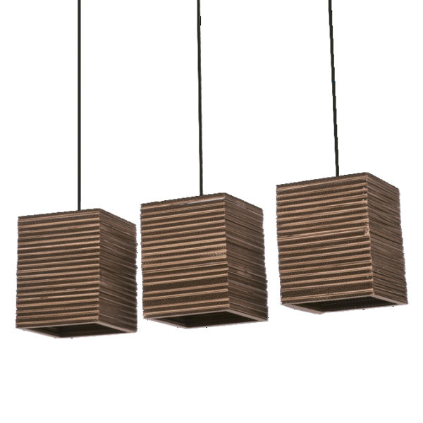 Decor Cardboard Square Pendant 3XE27 Brown Decor Cardboard Square Pendant 3XE27 Brown