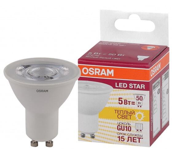 LS PAR16 5036 5W/830 (50W) 230V GU10 370lm 36 15000h OSRAM LED-лампа LS PAR16 5036 5W/830 (50W) 230V GU10 370lm 36 15000h OSRAM LED-лампа