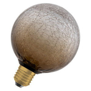 DECOR LED FLAT LAMP 3.5W 827 E27 Non-Dim IN CRACKED GLASS ROUND BROWN