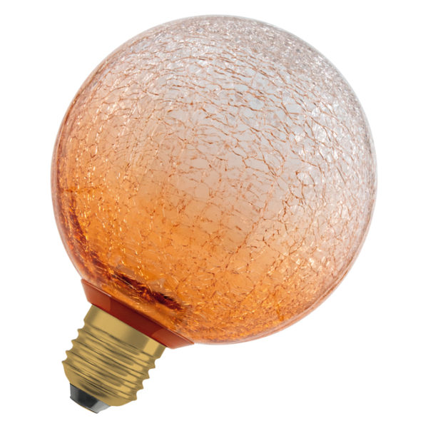 DECOR LED FLAT LAMP 3.5W 827 E27 Non-Dim IN CRACKED GLASS ROUND ORANGE DECOR LED FLAT LAMP 3.5W 827 E27 Non-Dim IN CRACKED GLASS ROUND ORANGE