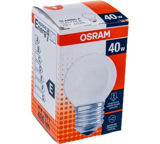 CLASSIC P FR 40W 230V E27 (шарик матовый d45x75) - лампа OSRAM