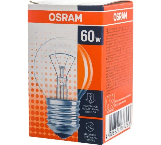 CLASSIC P CL 60W 230V E27 (шарик прозрачный d45x75) - лампа OSRAM CLASSIC P CL 60W 230V E27 (шарик прозрачный d45x75) - лампа OSRAM