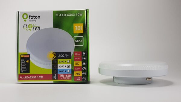 FL-LED GX53 10W 4200K 25x75мм (220V - 240V, 800lm)  FOTON_LIGHTING  -  лампа