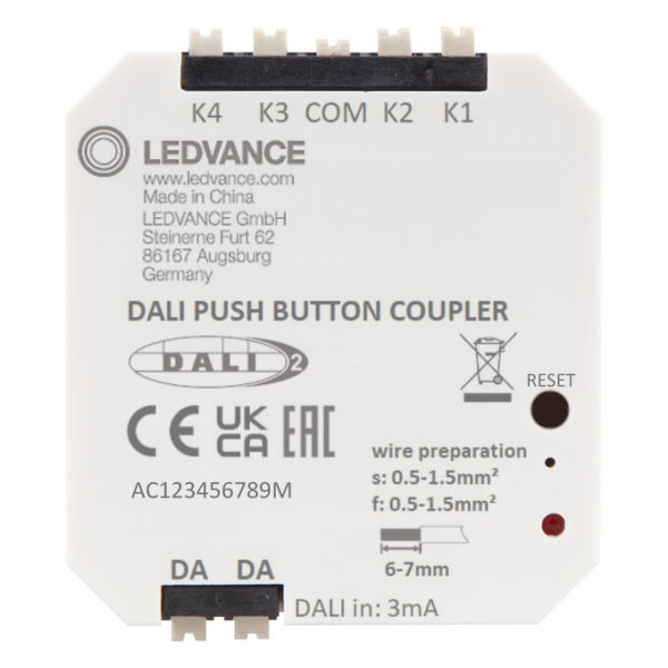 PUSHBUTTON COUPLER DALI-2 PUSHBUTTON COUPLER DALI-2
