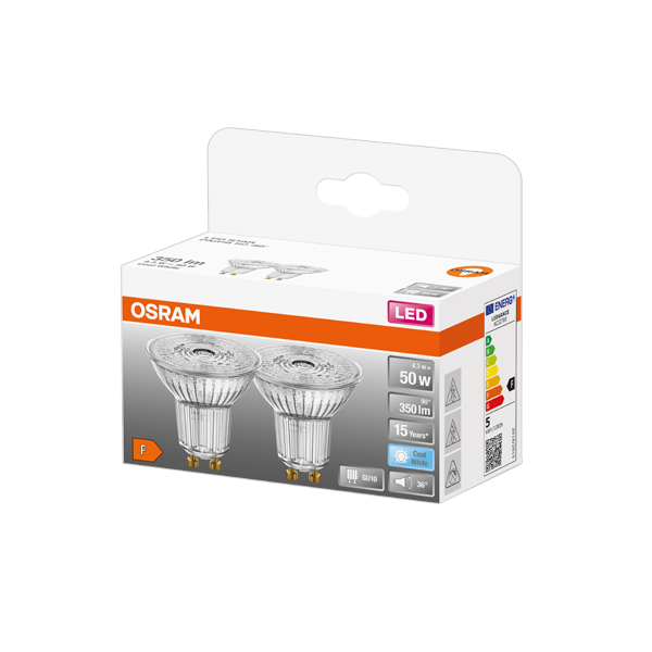 4.3W/840 (=50W) GU10 230V 36° LED Star Экопак 1X2 - LED лампа PAR16 OSRAM