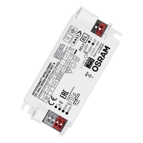 Драйвер для LED светильников OTi DALI 30/220…240/700 NFC S /LEDset/Prog 30W 350....700mA 20-50V 97x43x30 OSRAM Драйвер для LED светильников OTi DALI 30/220…240/700 NFC S /LEDset/Prog 30W 350....700mA 20-50V 97x43x30 OSRAM