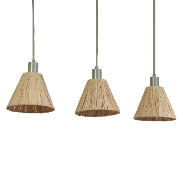 Decor Raffia Pendant Linear 3XE27 Green Decor Raffia Pendant Linear 3XE27 Green