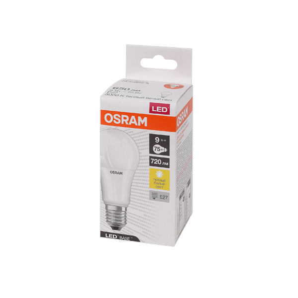 9W/830 (=75W) E27 230V Матовая  LED Base RU - LED лампа Груша OSRAM