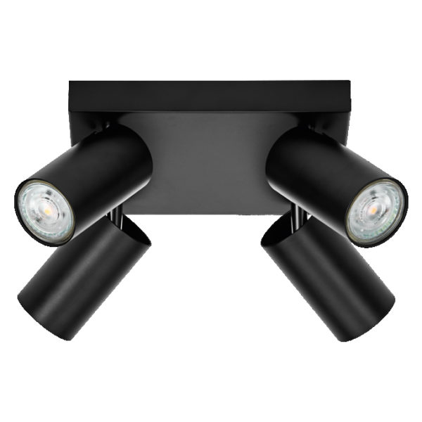 LED Spot Octagon GU10 Black Plate 4x3.4W 927 DIM