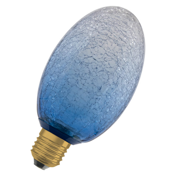 DECOR LED FLAT LAMP 3.5W 827 E27 Non-Dim IN CRACKED GLASS LONG BLUE