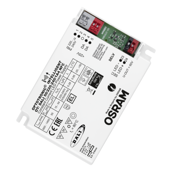 Драйвер для LED светильников OTi DALI 50/220…240/1A4 NFC /LEDset/Prog 50W 600....1400mA 15-54V 110x75x25 OSRAM Драйвер для LED светильников OTi DALI 50/220…240/1A4 NFC /LEDset/Prog 50W 600....1400mA 15-54V 110x75x25 OSRAM