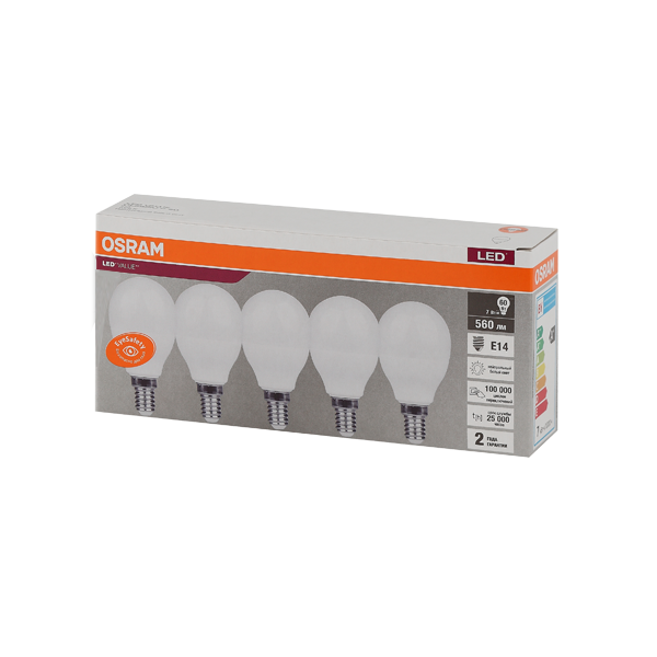 LVCLP60 7SW/840 230V E14 Экопак1X5  RU OSRAM
