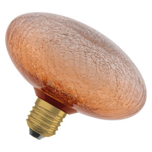 DECOR LED FLAT LAMP 3.5W 827 E27 Non-Dim IN CRACKED GLASS FLATTENED ORANGE