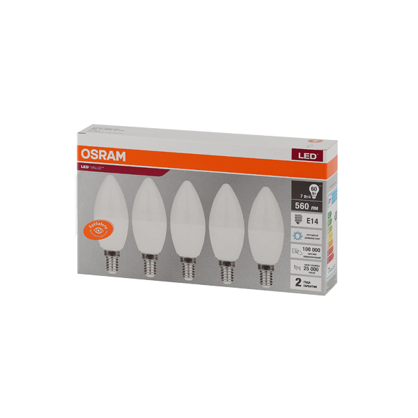 LVCLB60 7SW/865 230V E14 Экопак1X5 RU OSRAM LVCLB60 7SW/865 230V E14 Экопак1X5 RU OSRAM
