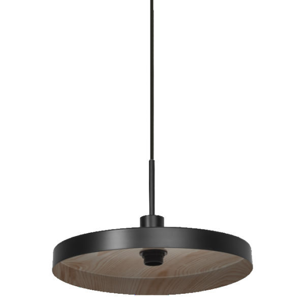 Decor Plate Pendant E27 Black Wood Decor
