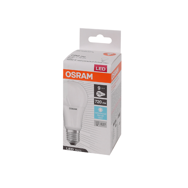 9W/840 (=75W) E27 230V Матовая LED Base RU - LED лампа Груша OSRAM