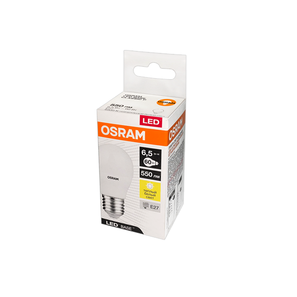 6.5W/830 (=60W) E27 230V Матовая LED Base RU - LED лампа Шарик OSRAM