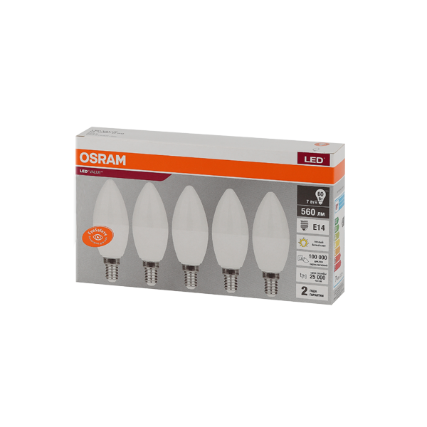LVCLB60 7SW/830 230V E14 Экопак1X5 RU OSRAM LVCLB60 7SW/830 230V E14 Экопак1X5 RU OSRAM