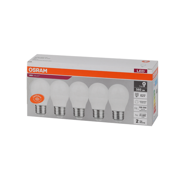 LVCLP60 7SW/840 230V E27 Экопак1X5  RU OSRAM