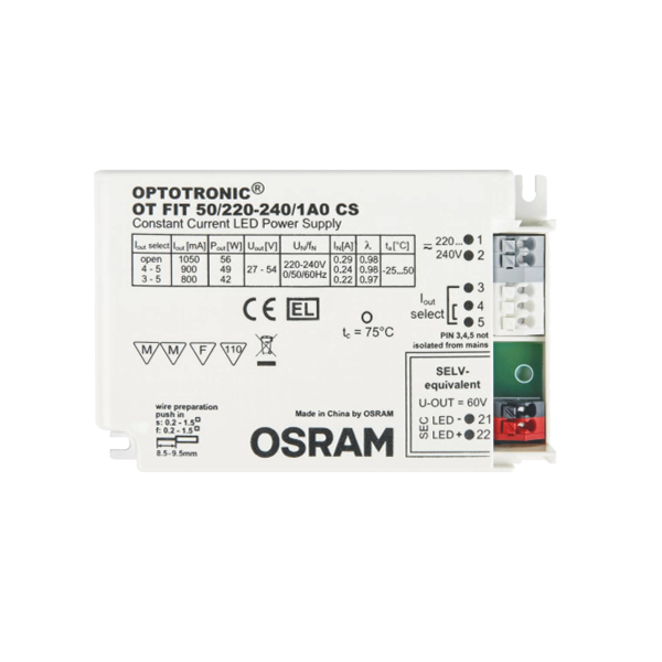 OT FIT 50/220…240/ 800/900/1050 mA CS 41...54W 27...54V 103x67x30 - драйвер OSRAM OT FIT 50/220…240/ 800/900/1050 mA CS 41...54W 27...54V 103x67x30 - драйвер OSRAM